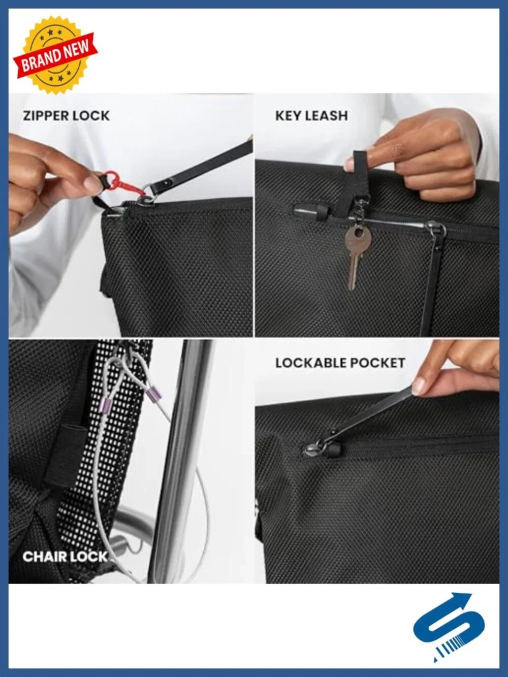 Anti-Theft Reversible Crossbody Tote with RFID Protection, Recycled Nylon,